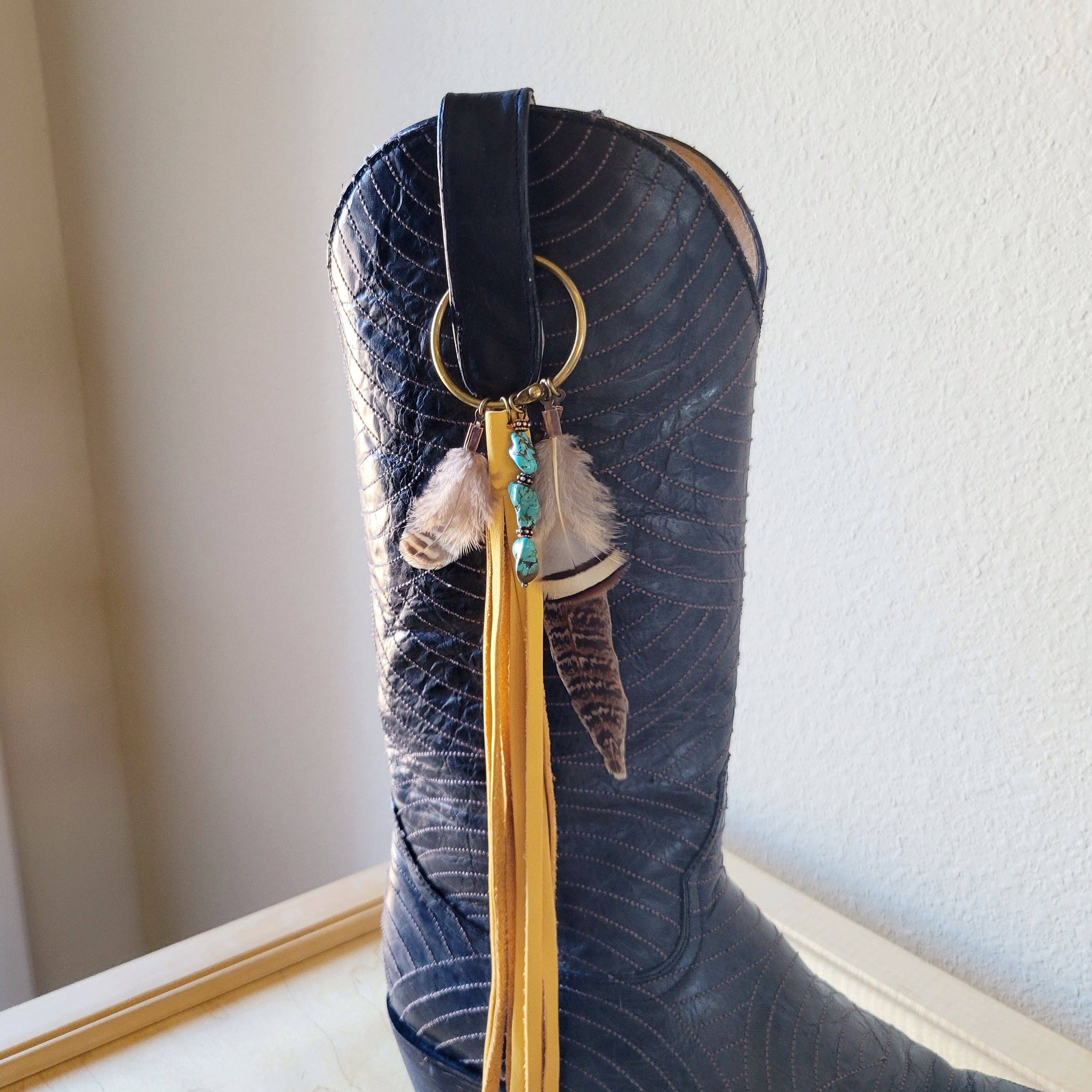 The Jewelry Junkie - Wholesale Shoe Jewelry - Women's - Boho Western Boot Bling Charm with Leather Fringe 500c4