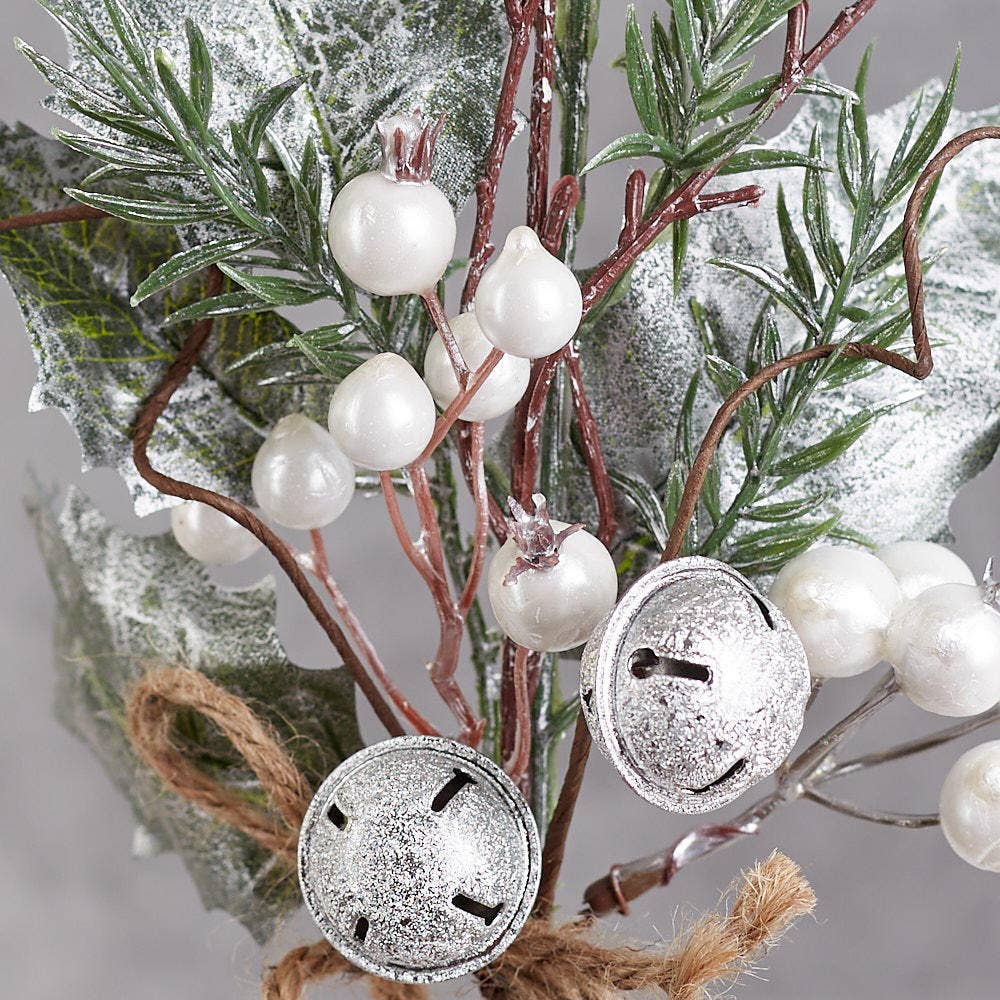 Factory Direct Craft - Wholesale Christmas Decoration - 12" Artificial Snowy White Berry and Bells Pick 2
