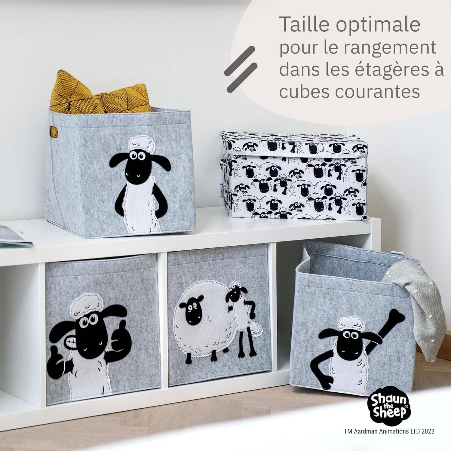 Zenker – wholesale Storage bin – Child & baby – Felt storage box compatible with Kallax Shaun the Sheep Lifeney raised fist5
