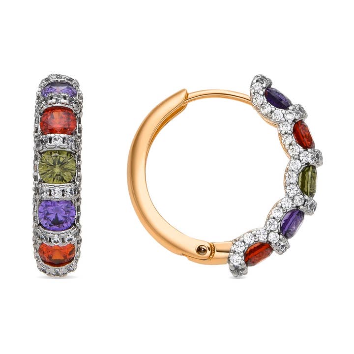 Pendientes Luxenter con circonita multicolor acabado oro amarillo 18k - Yrat para venta al por mayor de Luxenter