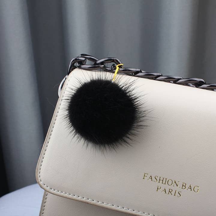 FurDecoration – wholesale Keychain – Women's – Mink Fur Fluffy Ball Keychain with 5CM String Bag