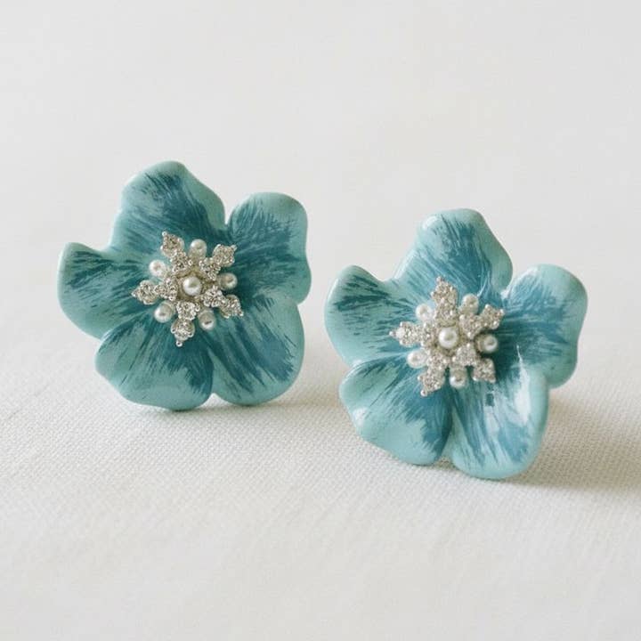 Whimsical Floral Gemstone Drop Earrings for wholesale by Ellemadera