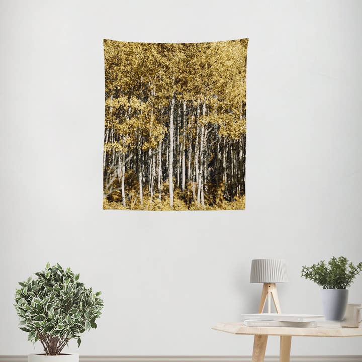 Arazzo da parete autunnale Aspen Forest per la vendita all'ingrosso da parte di lostkatphoto