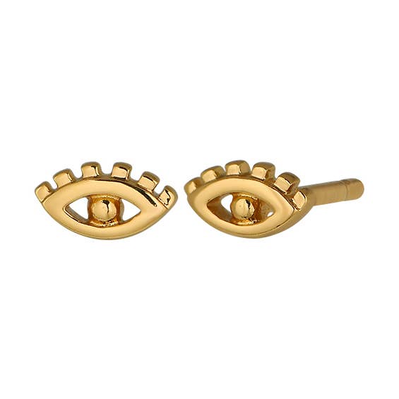 Evil Eye Stud Earring in Gold for wholesale by The Land of Salt