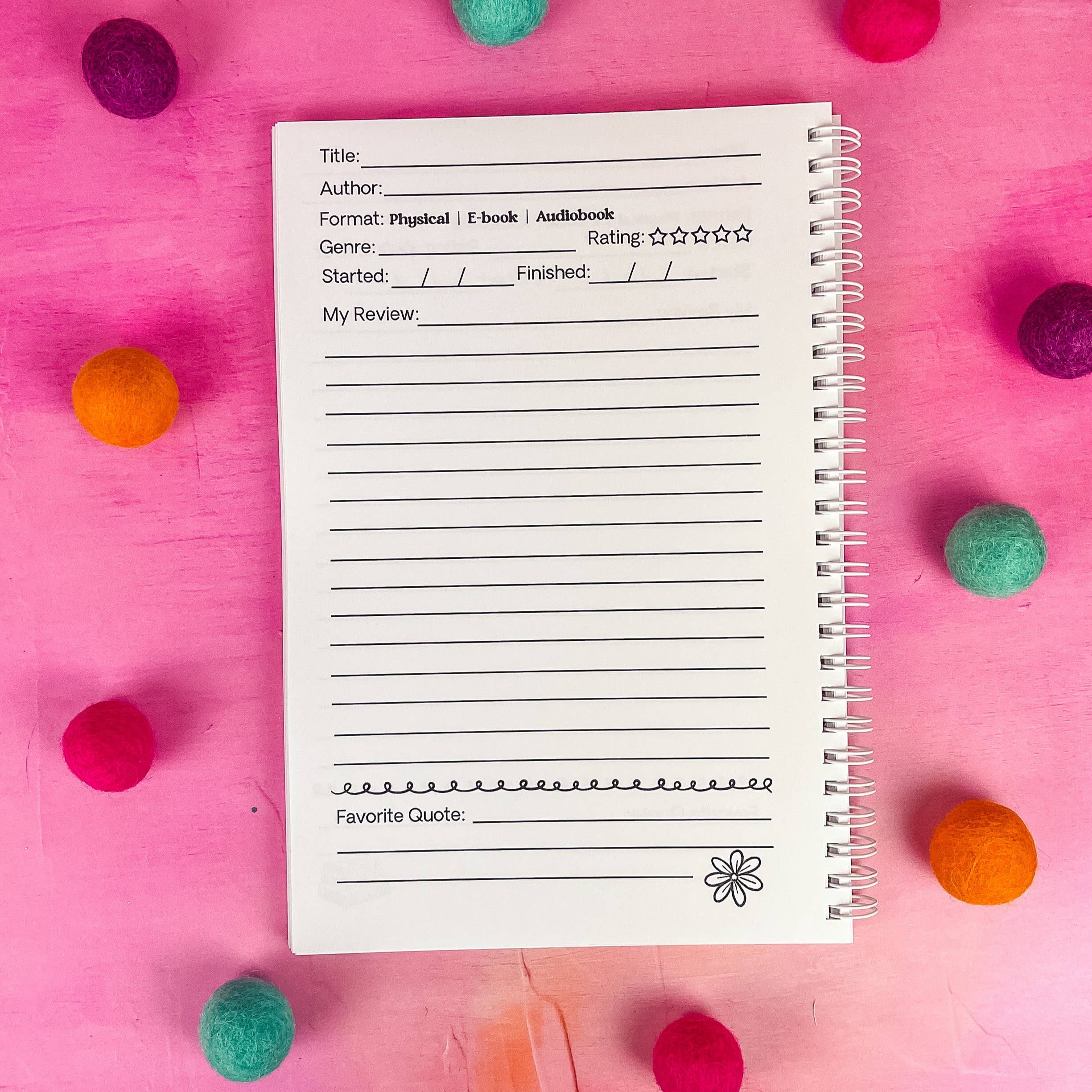 Emily Cromwell Designs - Wholesale Journal/Diary - Pink Floral Book Review Journal1