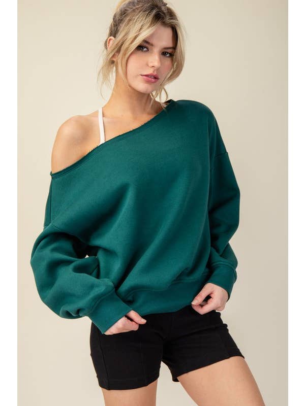 Sunday Morning – wholesale Sweatshirt – Women's – T6899PL37 PLUS SIZE OFF SHOULDER FRENCH TERRY FLEECE TOP15