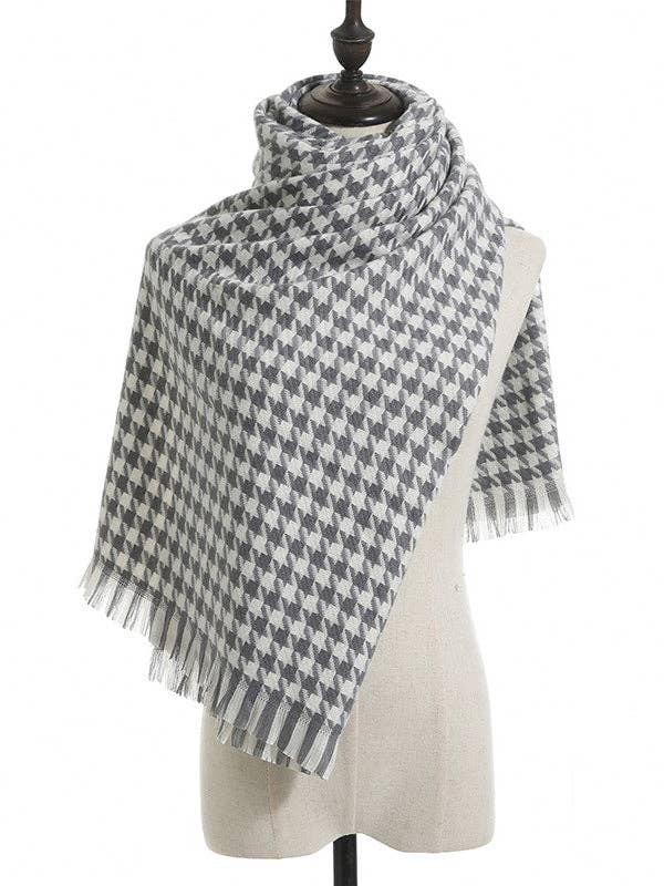 VividLux - Wholesale Scarf - Women's - Fringed Houndstooth Keep Warm Shawl&Scarf0