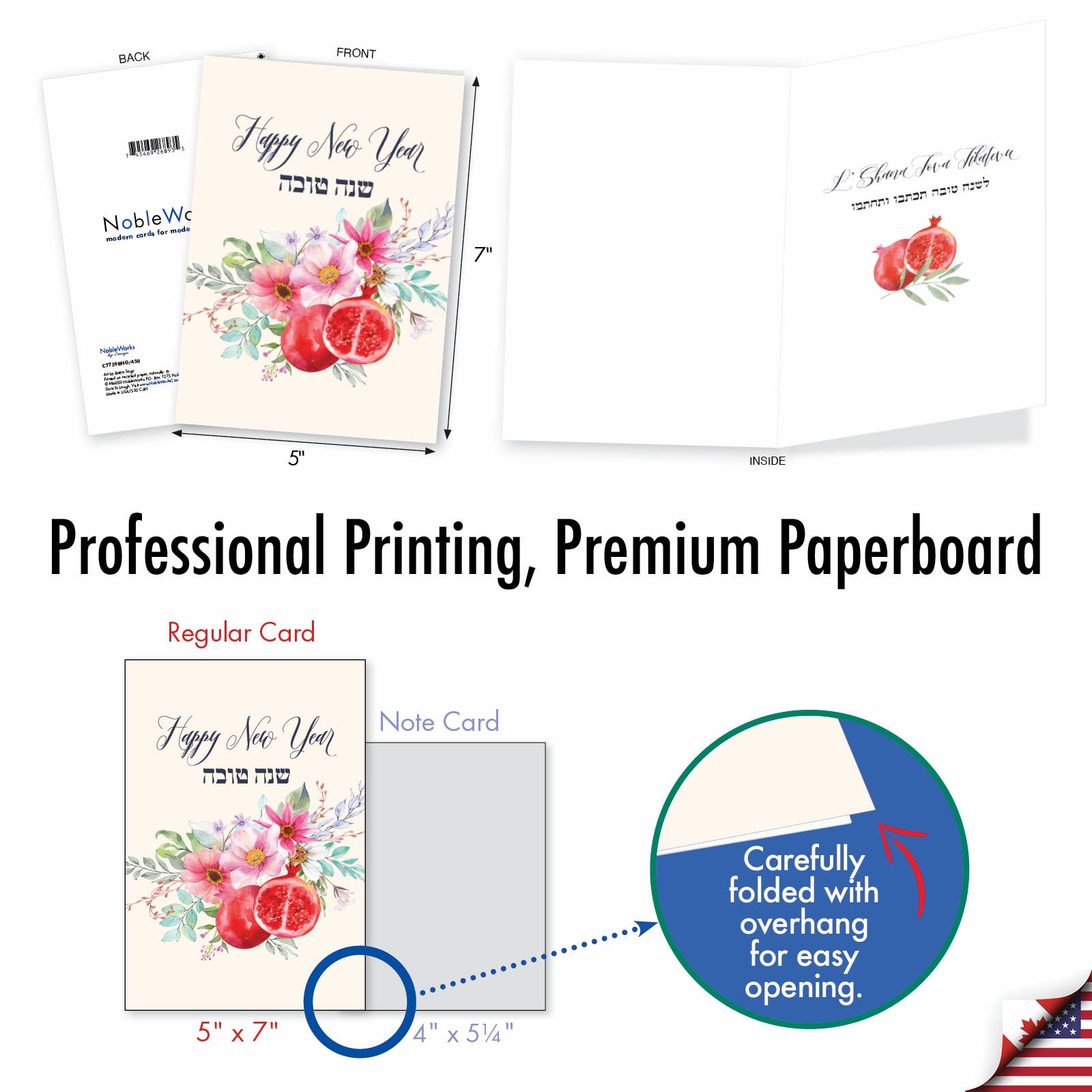 NobleWorks - Vendita all'ingrosso Biglietti per Rosh Hashanah - Rosh Hashanah Card - Melograni e fiori4