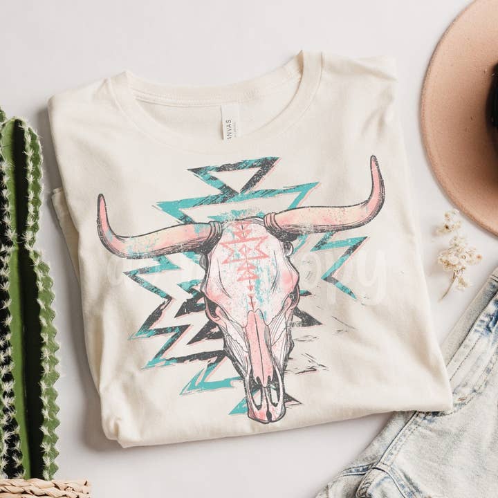 Tee-shirt tête de vache pour la vente par Okie Made Tees