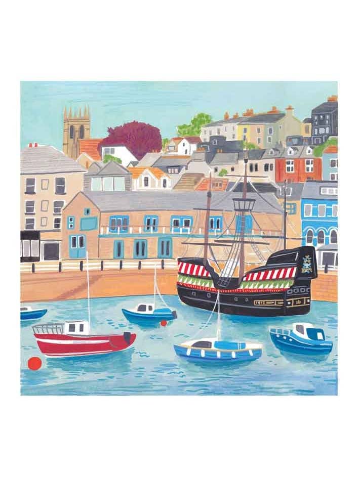 Brixham print, Brixham harbour, Brixham art, Brixham gift for wholesale by Stella Isaac Illustration