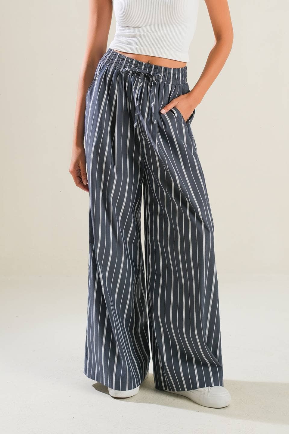 Wholesale A striped woven pant - FP1385 for your store - Faire