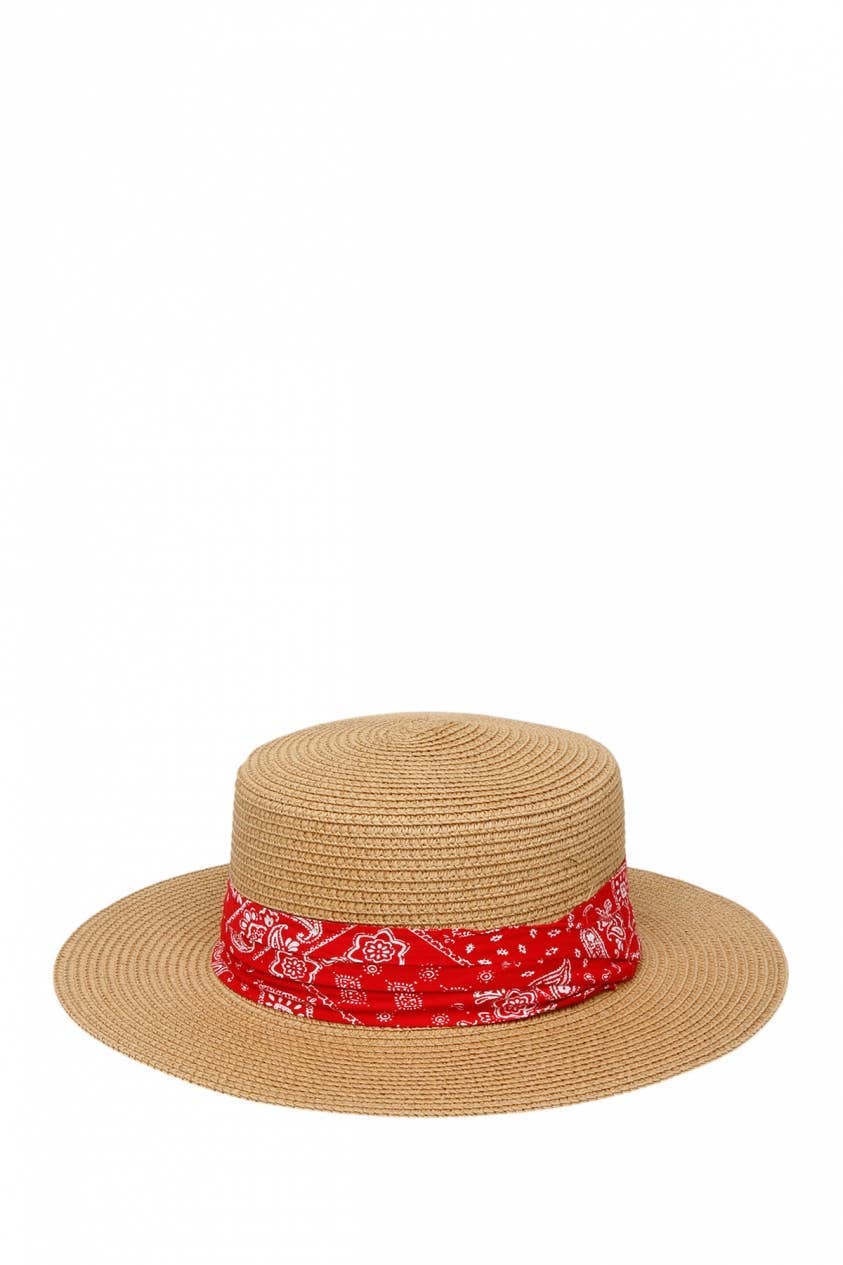 anbfashion – Chapéu de palha – Mulher por atacado – Bandana Wrap Flat Top Chapéu de Palha3