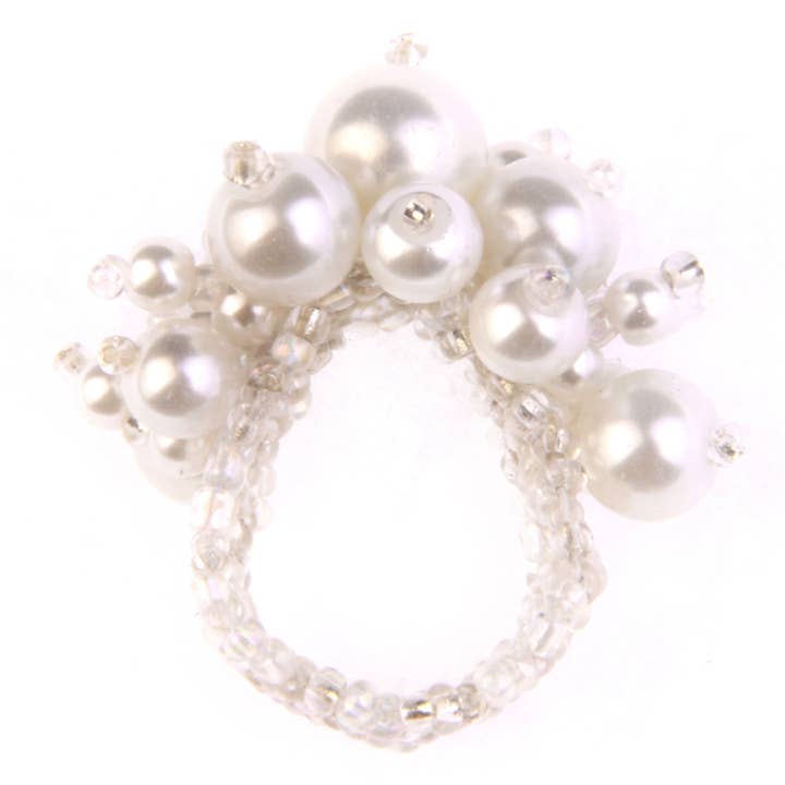 Erik & Mike - Venta al por mayor Anillo de sello - Banda elástica con cuentas de imitación perla blanca1