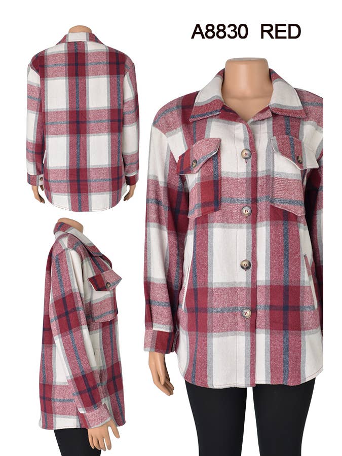 SSImport - Wholesale Shirt Jacket/Shacket - Women’s - A8830 COAT PLAID PATTERN JACKET SPRING FALL 12PCS2