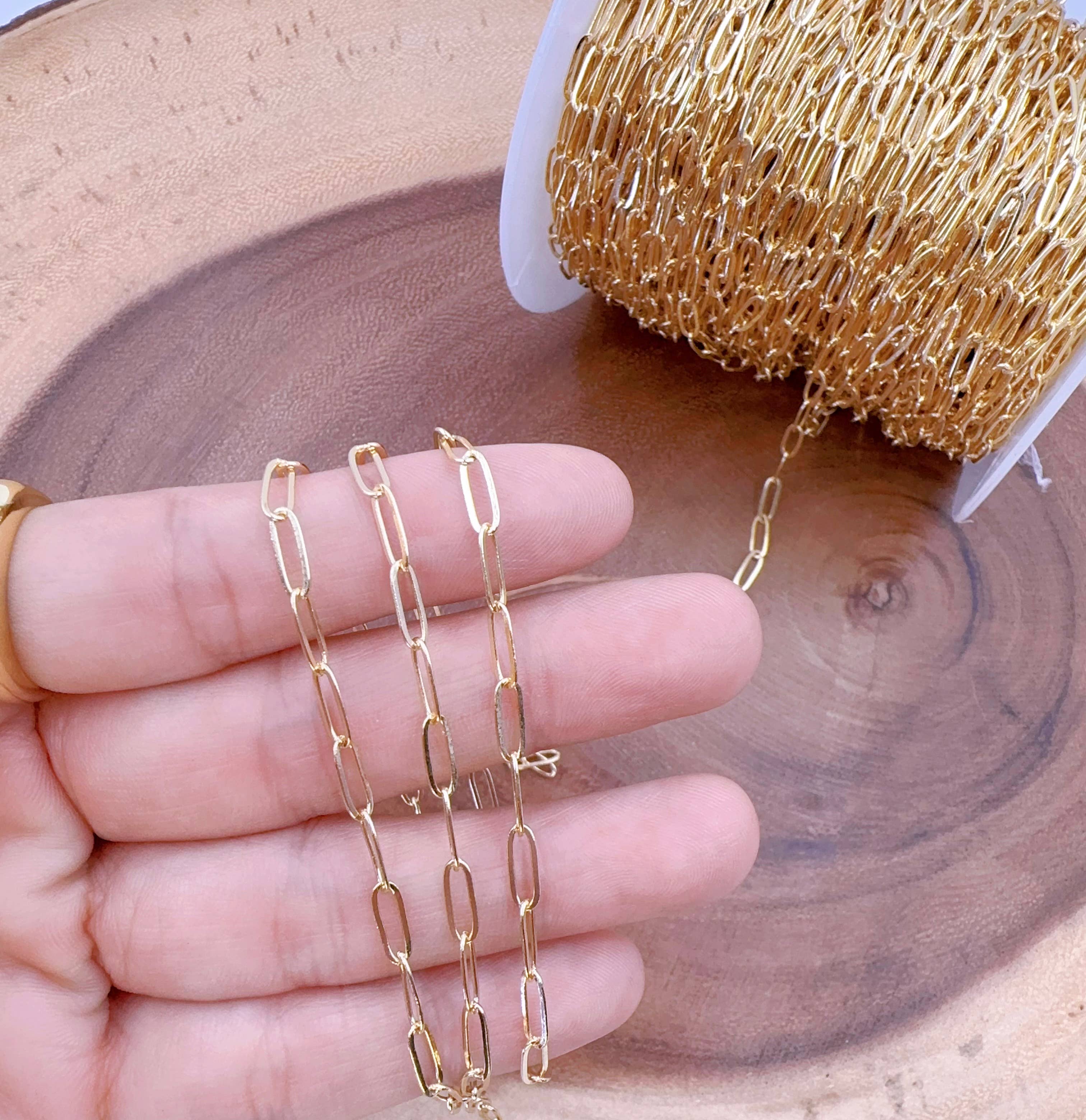 Beads Creation – Colar de elos e correntes por atacado – Colar de Elos de Papel de Ouro 18K & Colar de Corrente por Metro1