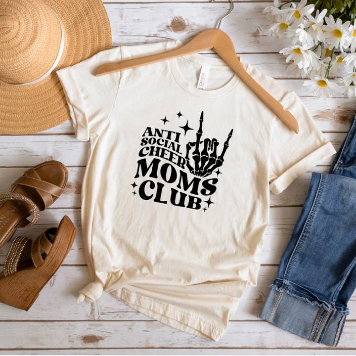 AntiSocial Cheer Moms Graphic Tshirt, Women's, Unisex for wholesale by Crafty Mamas Creationz