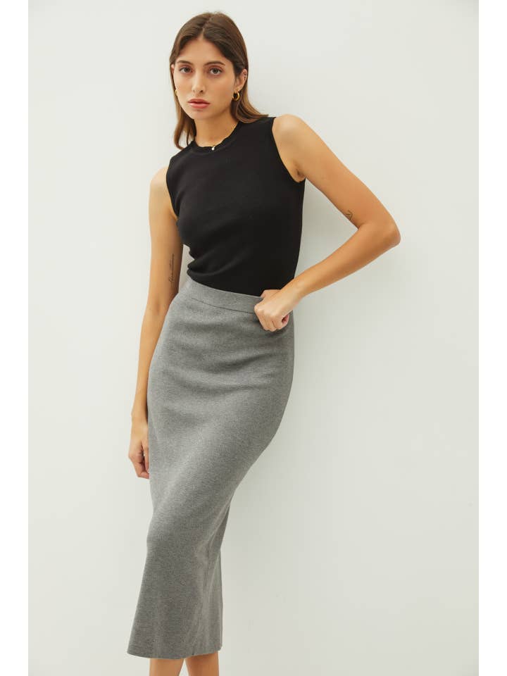 Be Cool - Wholesale Skirt - Women's - KNITTED HIGH RISE MIDI SKIRT4