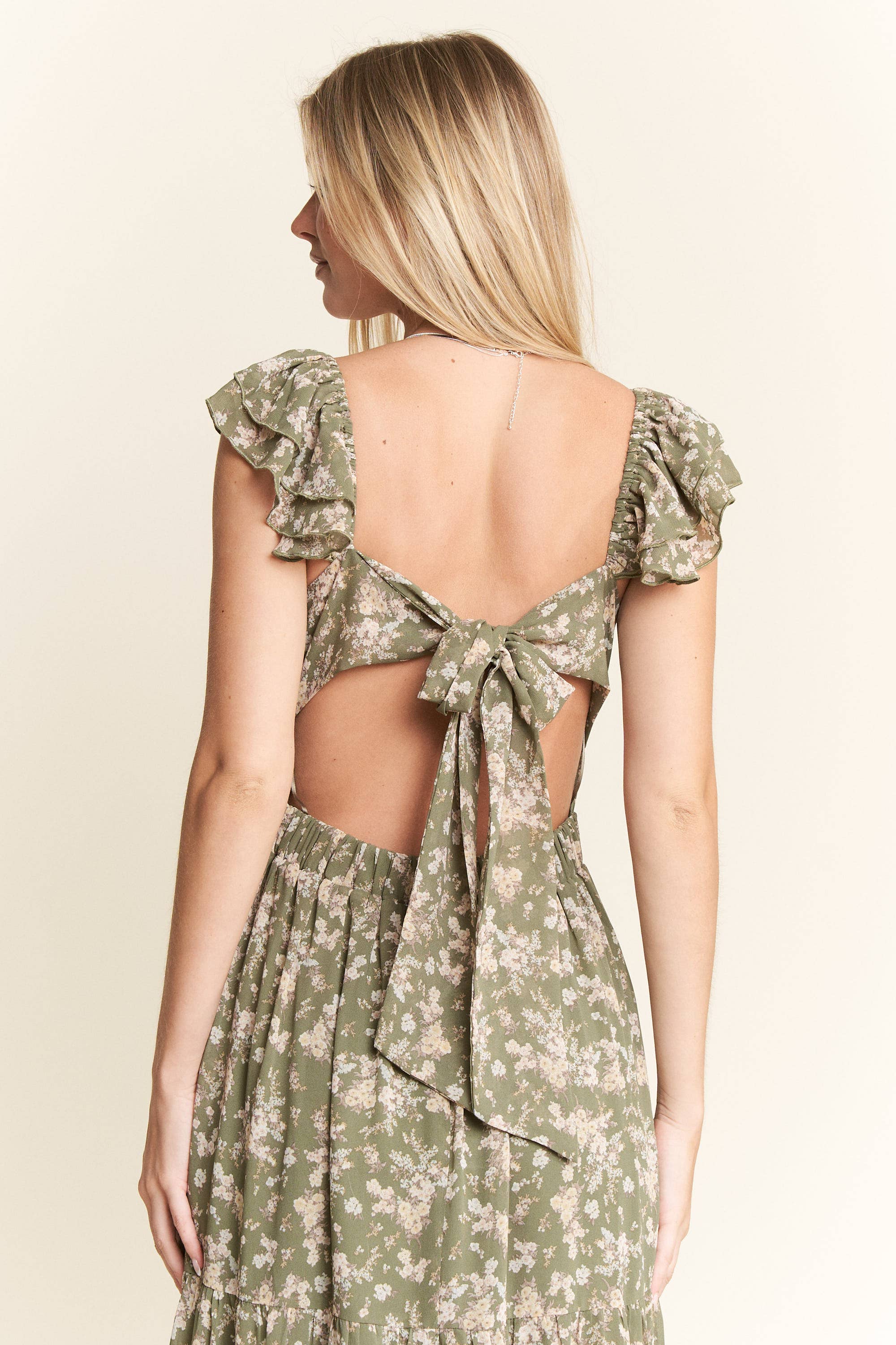 JADE BY JANE - Wholesale Dress - Women's - RUFFLE SLEEVE TIERED MAXI DRESS41