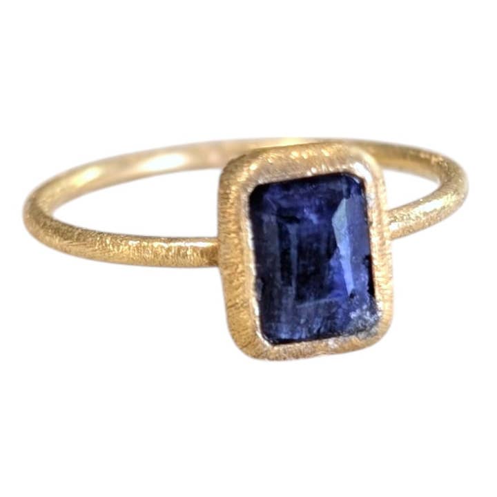 Saraswati Imports - Wholesale Single Stone/Solitaire Ring - Rectangle Sapphire September Vermeil Birthstone Ring