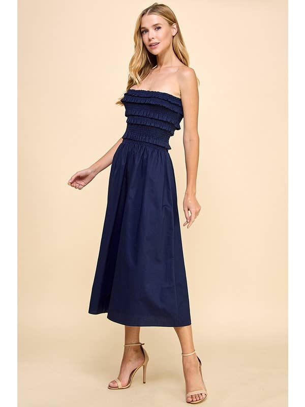TCEC - Wholesale Dress - Women's - CD04932-Smocked With Ruffles Strapless Dress