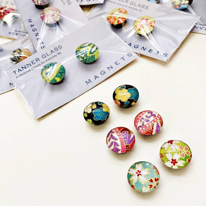 Magnets: Japanese Chiyogami Patterns - Set of 2 BAKERS DOZEN for wholesale by Tanner Glass