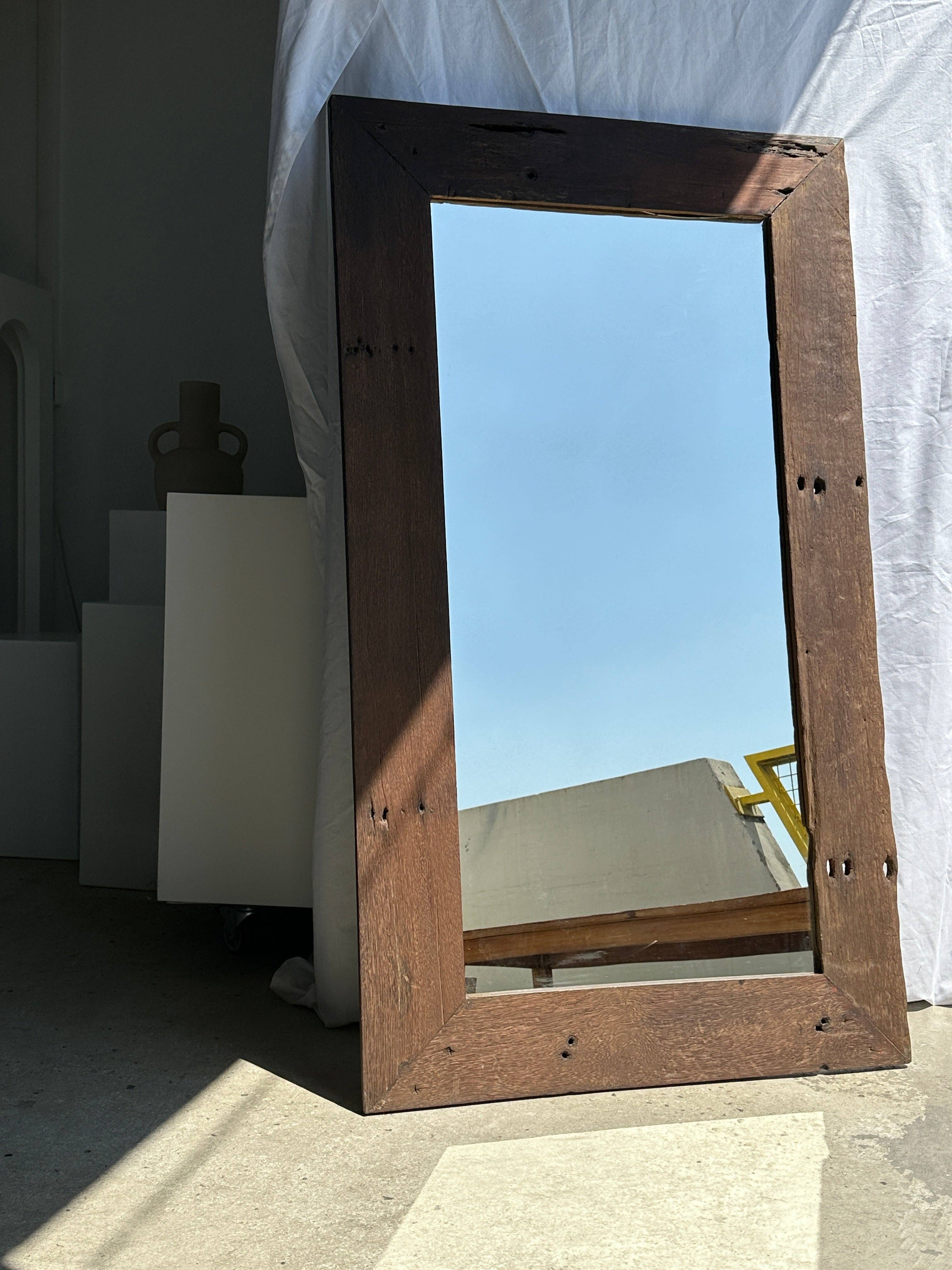 Office Objets - Wholesale Wall Mirror - Mirror with exotic brutalist old iron wood frame H:139cm39