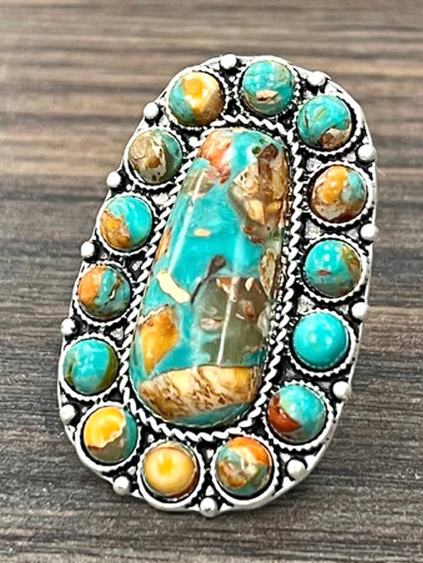 750484, Pietra preziosa, Anello regolabile in ottone per la vendita all'ingrosso da parte di ISAC Trading Inc