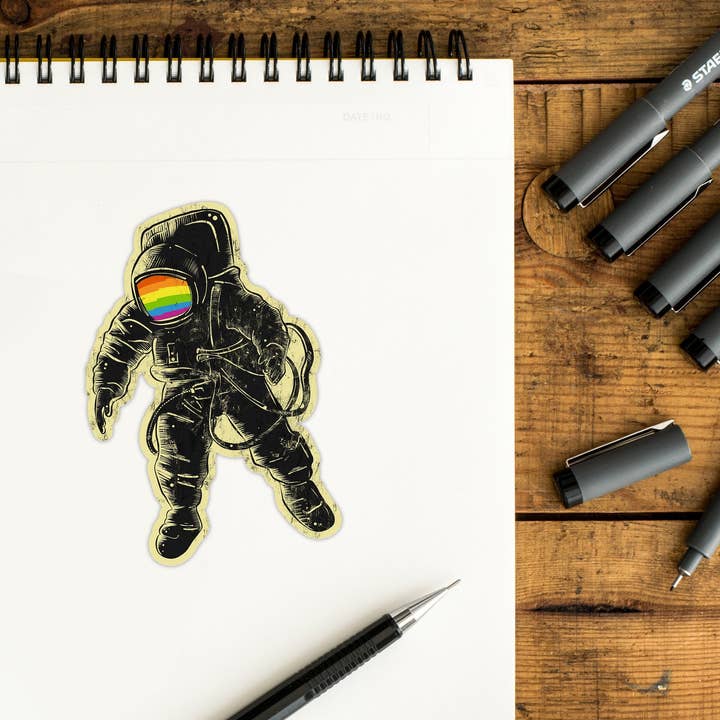 BoyPilot Goods - Wholesale Sticker - Queer Astronaut Sticker - Vintage Rainbow Astronaut Cosmonau
