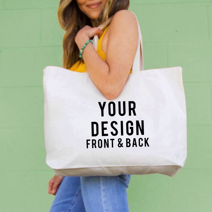 Design Your Own Large Canvas Tote- Bag - PRINTED BOTH SIDES for wholesale by Sockprints