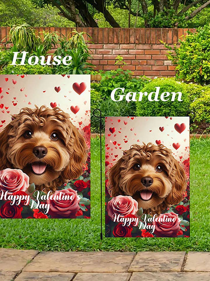 Cockapoo Chocolate - Valentine House Flag for wholesale by Best of Breed Products