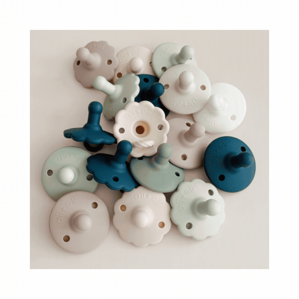 Ali+Oli - Wholesale Pacifier - Baby - Pacifier Set Round (Taupe & Mist)