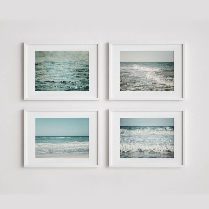 Aqua Seascapes | Ensemble de 4 tirages d'art pour la vente par Lisa Russo Fine Art