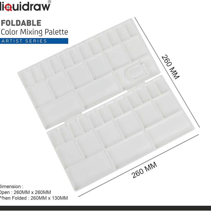 Liquidraw – wholesale Palette/mixing tray – Liquidraw 41 Well Paint Palette, Large Folding Mixing Painting Palette Acrylic, Oil, Watercolour, Gouache for Artists, Students, Kids, DIY Craft, Drawing, Art Class, Tray for Adults, Beginners1