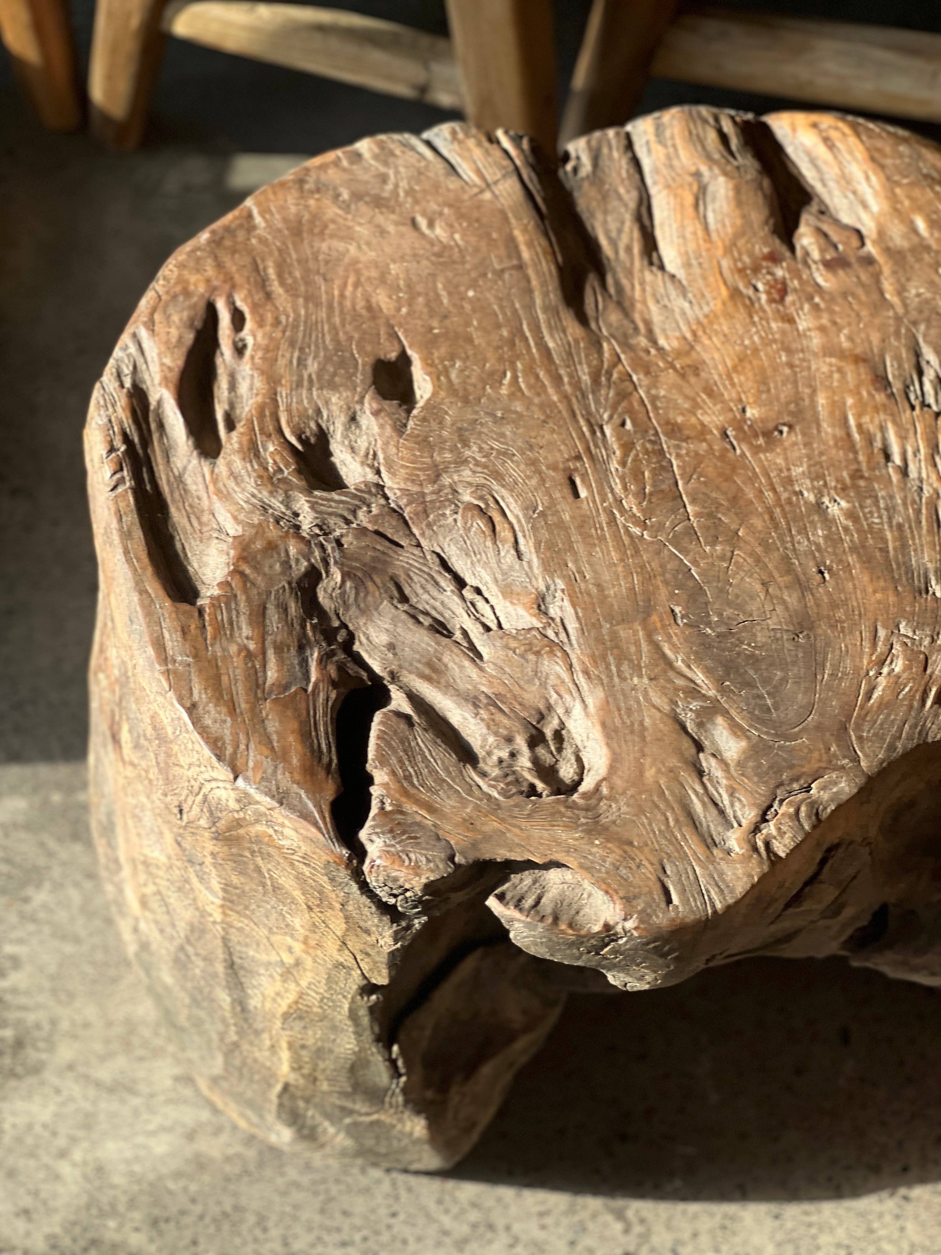 Office Objets - Wholesale Side Table - Small round coffee table in solid monoxyle organic teak D:47 H:259