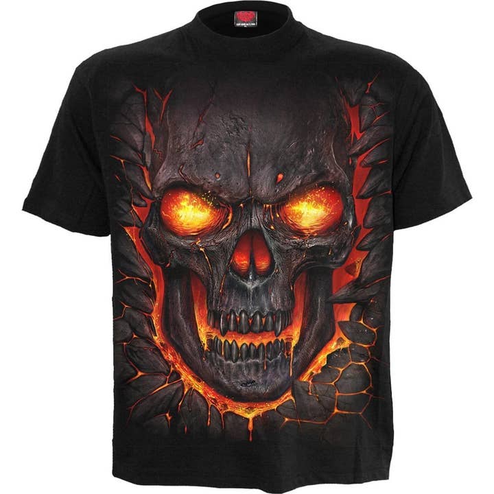 Spiral - Wholesale T-Shirt (Graphic) - Unisex - SKULL LAVA - T-Shirt Black