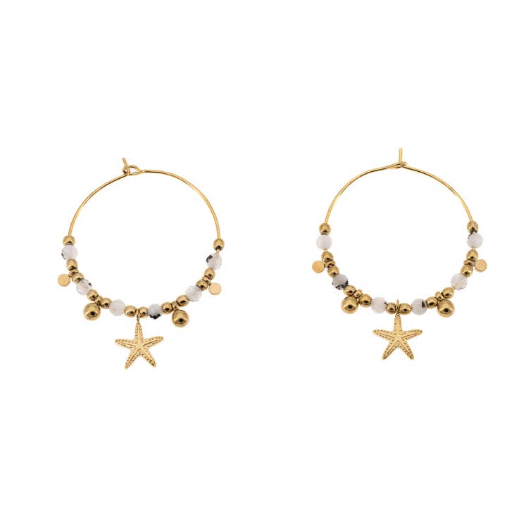Boucles d'oreilles pierres et étoile de mer pour la vente par KLK