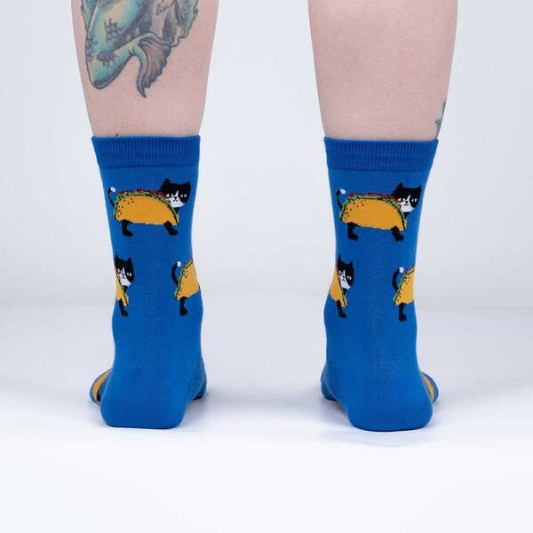 Sock it To Me - Wholesale Socks - Women's - Let's Taco 'bout Cats Crew Socks2