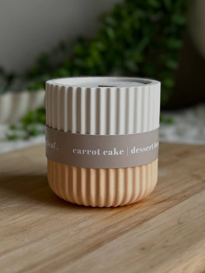 Carrot Cake Scented Soy Wax Refillable Candle in Stone for wholesale by The Wax Leaf Candle Co