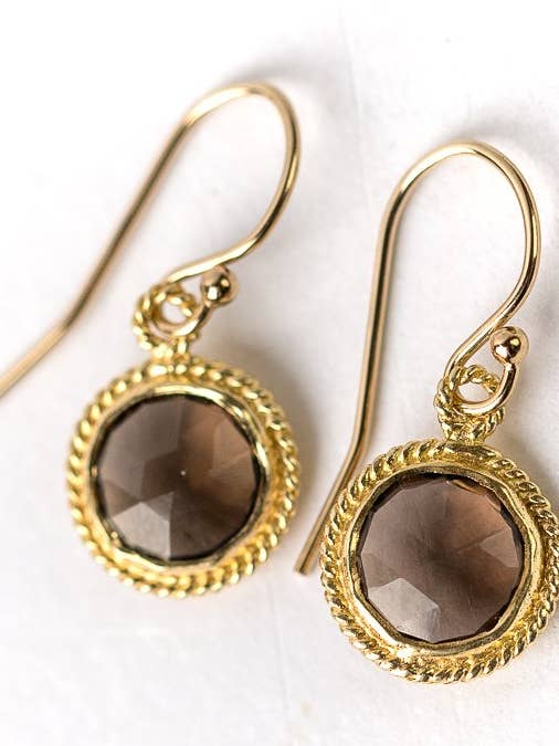 Favorites Smokey Quartz Bezel Earrings for wholesale by Anne Vaughan Designs Jewelry