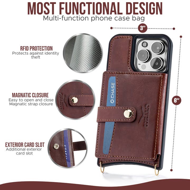 Claasico - Vente Étui portefeuille pour téléphone – femme - Étui portefeuille en similicuir pour téléphone iPhone 13 à porter en bandoulière avec emplacements cartes16