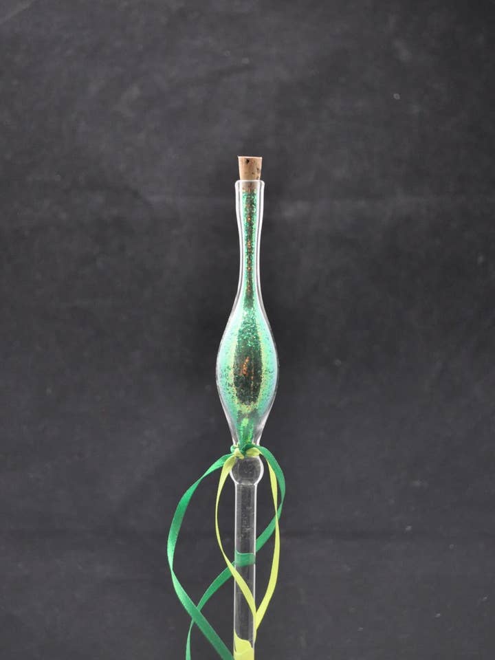 Twilight Green Fairy Dust Glass Wand for wholesale by Crystal Dragon