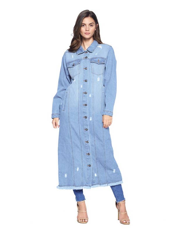 patrol jeans – wholesale Denim jacket – Women's – LDJ-4025-Ladies Long Denim Jacket10