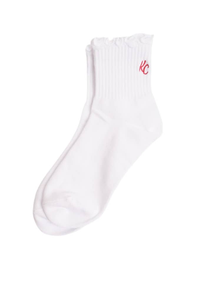 Carly Rae Studio - Wholesale Socks - Unisex - KC Ruffle Socks - White w/ Red