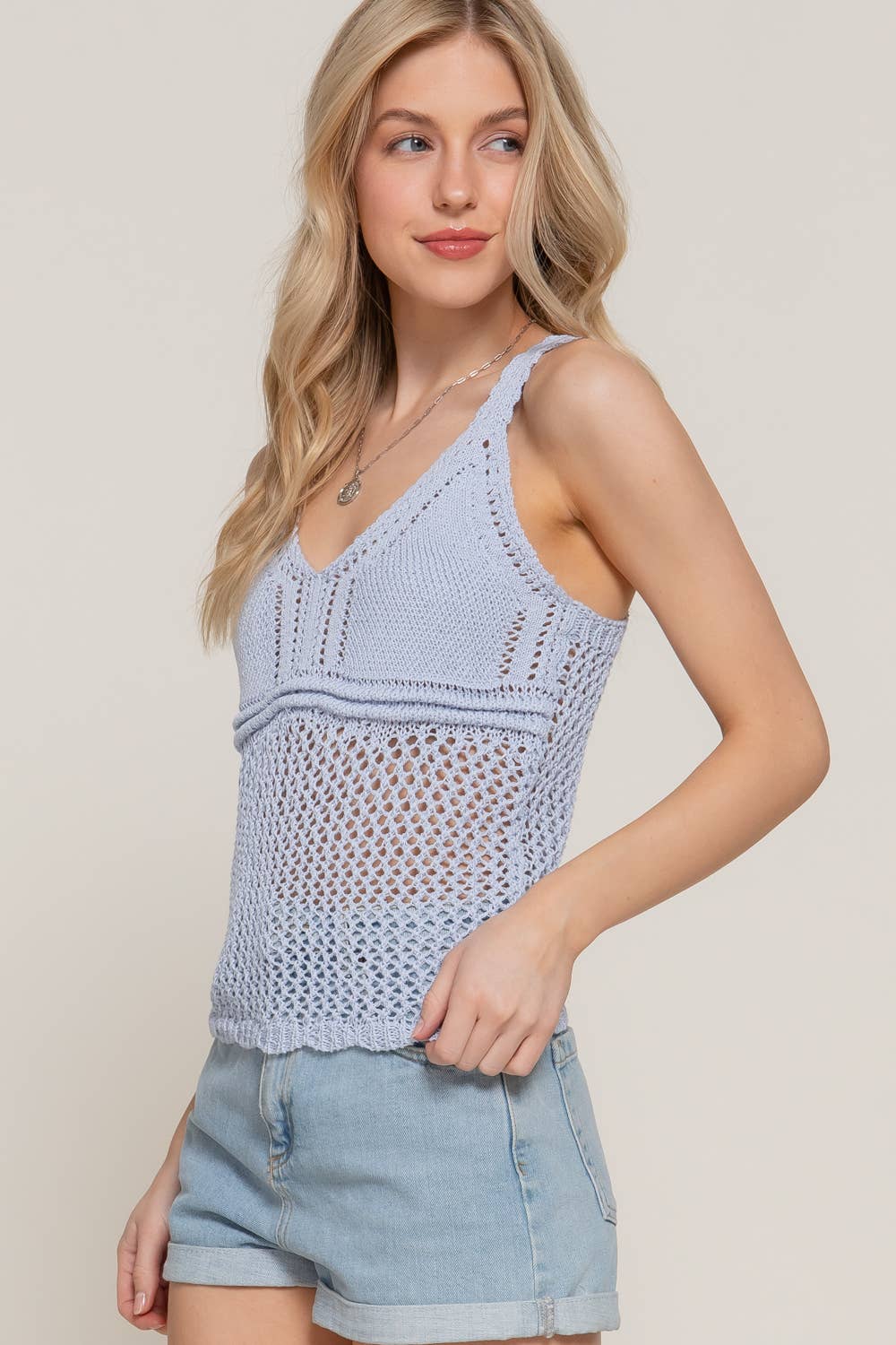 Active Basic | Active USA – Engroshandel Tanktop – Kvinder – Ærmeløs V-hals Hæklet Forårssweater11