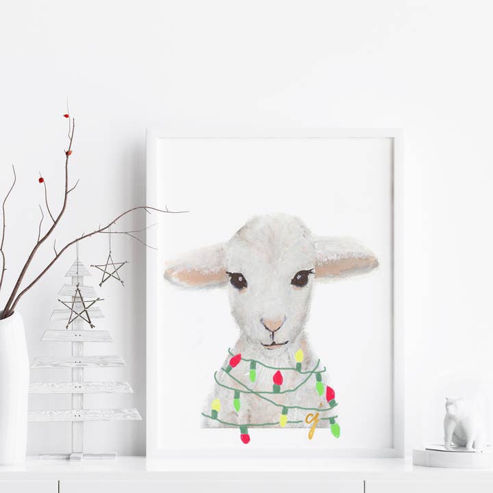 Stampa natalizia Lamby Lights per la vendita all'ingrosso da parte di claire jordan designs