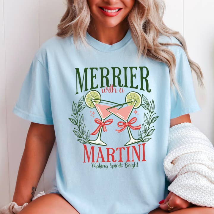 Shoppe SHC - Wholesale T-shirt (graphic) – women's - Merrier Martini Christmas Graphic Tee | Comfort Color12