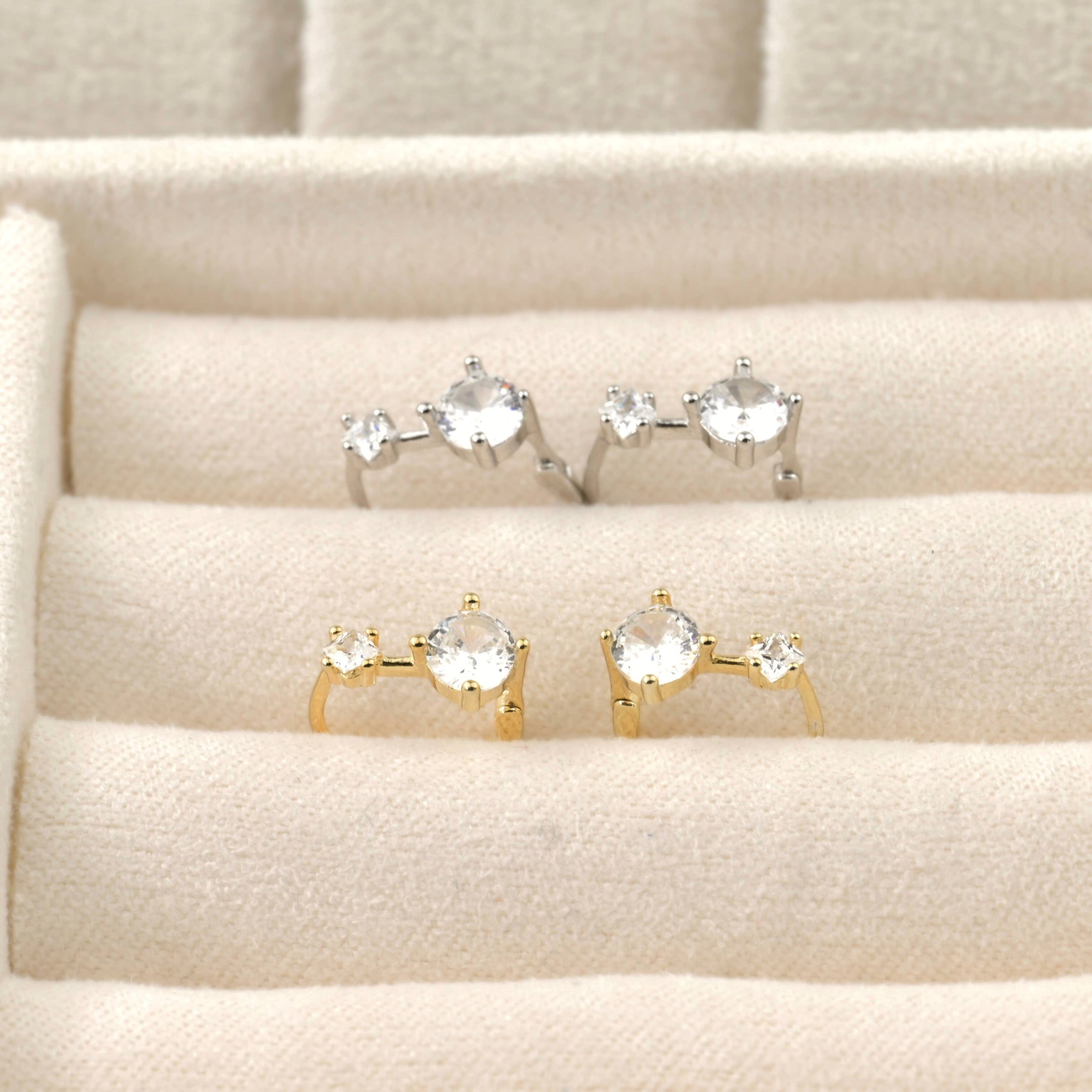 Blueyejewelry - Wholesale Huggie Earrings - Double Diamond Huggies - Sterling Silver CZ Huggie Earrings2