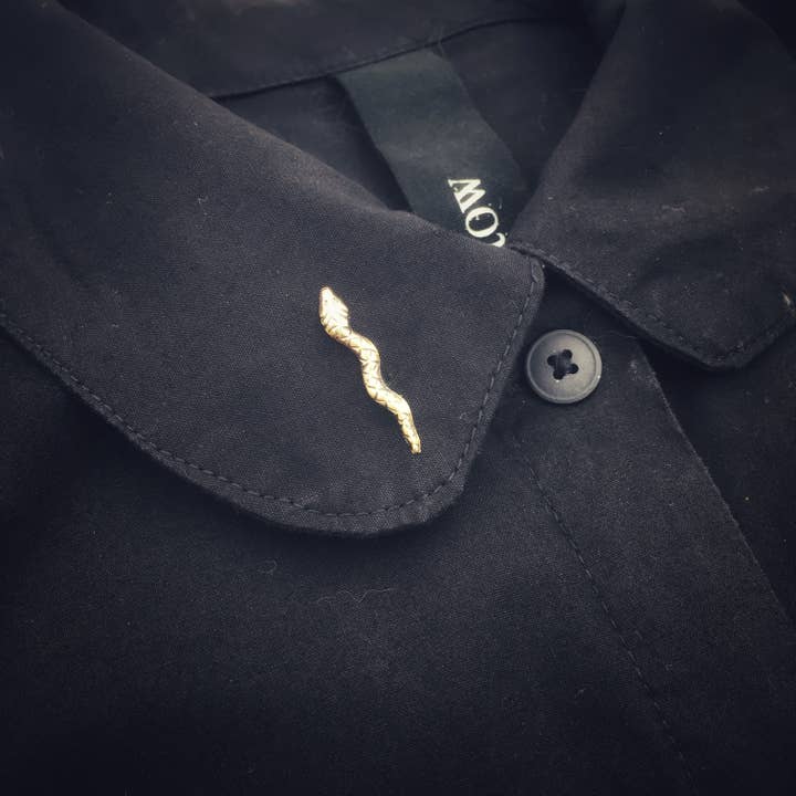 Brass Snake Lapel Pin or Brooch for wholesale by Metal Cloth & Wood