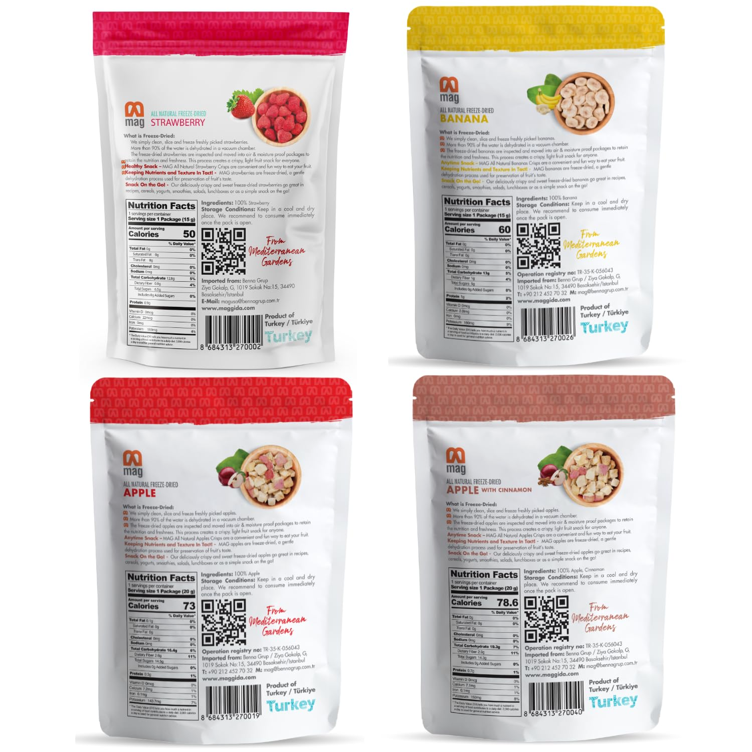 MAG - Wholesale Dried/Dehydrated Fruit - MAG Frozen Fruit Snacks Mixed Fruits Pack of 161