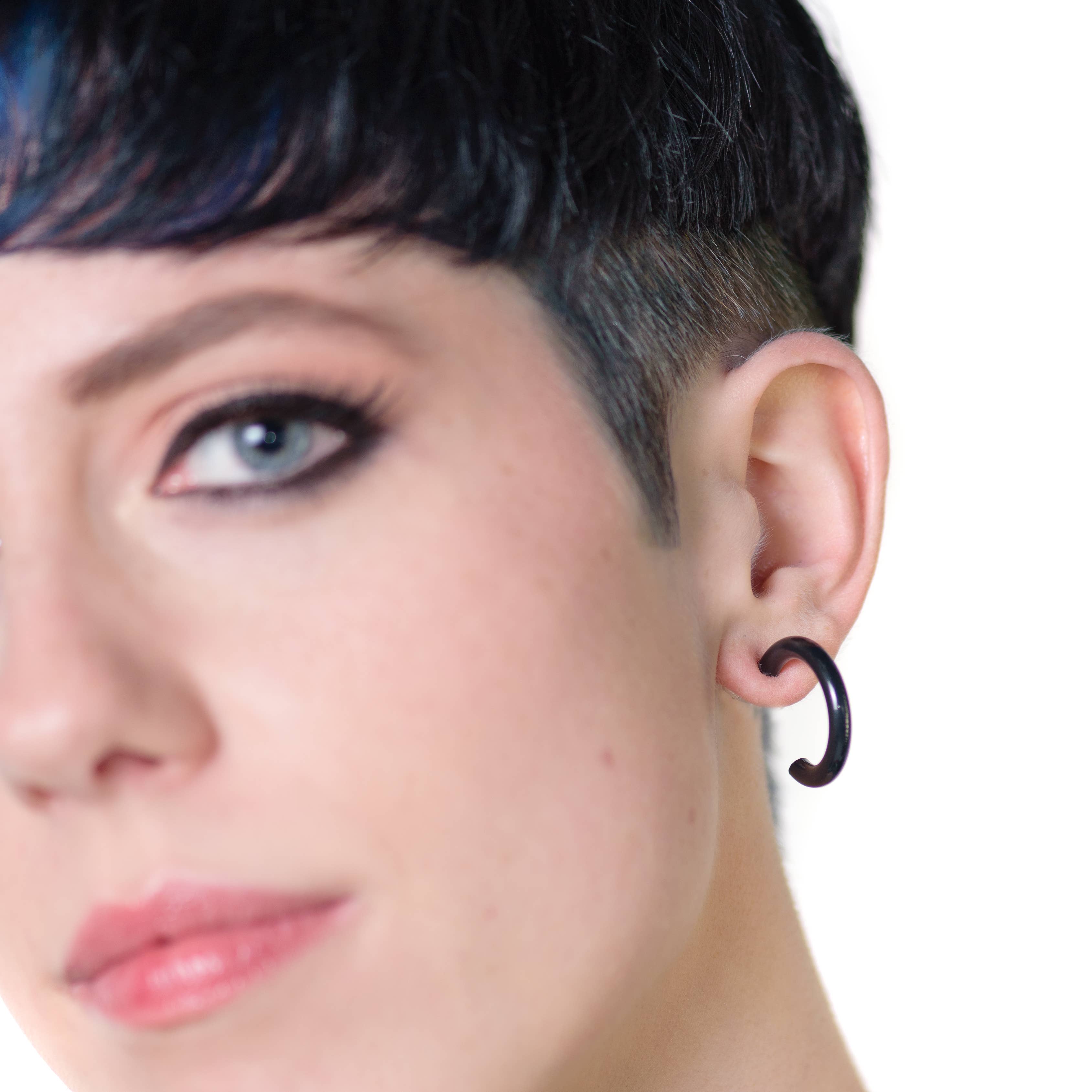 Leetie Lovendale - Wholesale Hoop Earrings - Dark Aqua Blue Skinny Tube Hoop Earrings3
